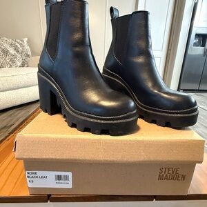 Steve Madden Black Chunky Heeled Boots